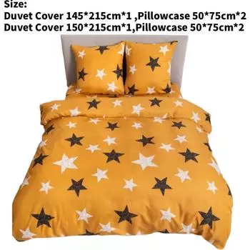 Star Bedding Pattern Duvet Cover Pillowcases Set Bedroom Dormitory Fashion Gift 145x215cm
