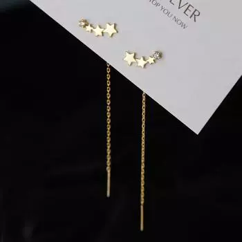Star Design Stud Earrings Long Tassel Earrings Earrings