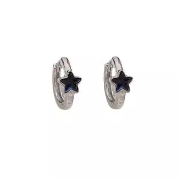 Star Ear Buckle Harajuku Fashionable Blue Gemstone Zircon Earrings Temperament Commuter Earrings Copper
