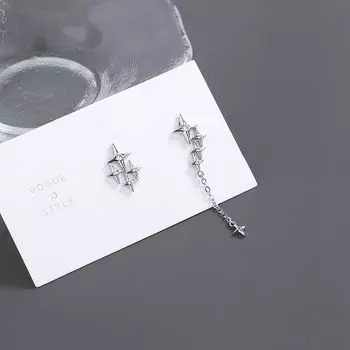 Star Fashion Jewelry Copper Ear Studs Women Earrings Stud Earrings Korean Style Earrings серебряный