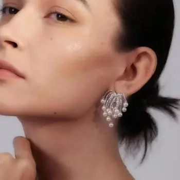 Star-Inspired Pearl Earrings: Fashionable, High-End, Light Luxury with an Exquisite Touch серебряный