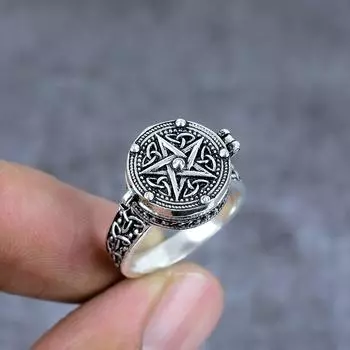 Star Look Handmade Sterling Silver Jewelry Poison Ring Size 8 i3a78