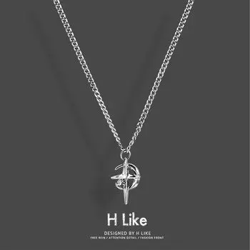 Star Moon Diamond Necklace Pendant Ornaments Titanium Steel Stylish Snake Bone Short Sweatshirt Chain Men s and Women s Elegant Style Accessories O letter chain 55cm cross star moon bright drill