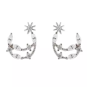 Star Moon Earrings Sweet Small Fresh Temperament Sparkling Diamond Zircon Earrings Women s Simple Personality Creative Earrings