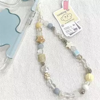 Star Pearl Beaded Phone Chain Hanging Cord Mobile Lanyard Trendy Pendant Phone Strap Phone Pendant 02