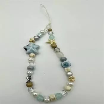 Star Pearl Beaded Phone Chain Hanging Cord Phone Charms Phone Strap Summer Handmade Mobile Lanyard Jewelry Gift