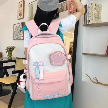 Star Print Student School Bag Women s Backpack Large Capacity Travel Backpack