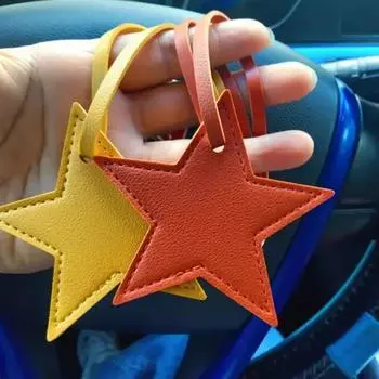 Star Pu Leather Tassels Keychain Charms Five-Pointed Star Hanger Pendant Decoration For Bag Car Keyring Accessories Gifts розовый