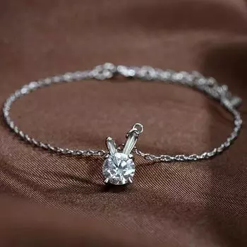 Star s Same Mo Sang Diamond Rabbit Ear Qixi Подарок на День Святого Валентина Женский браслет из стерлингового серебра S925 Adjustable size