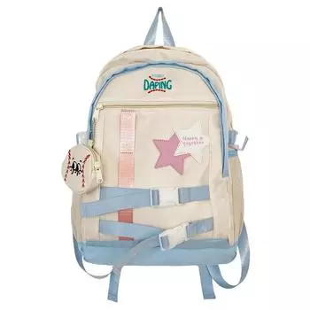 Star Schoolbag Женский рюкзак большой емкости Студенческий рюкзак с цветными блоками