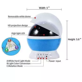 Star Sky Rotating Starry Lamp Atmosphere Lamp Kids Gift Disco Ball LED Ambient Neon Light Projector For Baby Room Decoration розовый