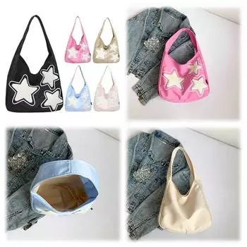 Star Tote Hobo Bag for Women Trendy Shoulder Bag Casual Work Shopping Bag Khaki