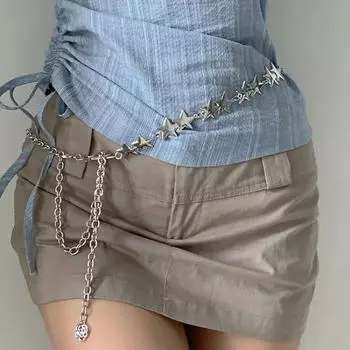 Star Waist Chain Women s New Retro Decoration with A Hundred Matching Skirt Chains High-end Student Fashion Personality Belt 110cm серебряный