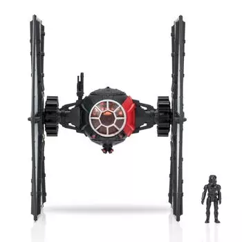 Star Wars Micro Galaxy Squadron First Order Special Forces TIE Fighter vehicle with removable rotating and microfigure - 5-inch wings, turret, 1-inch чёрный