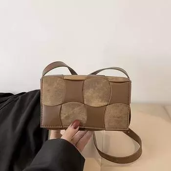 Звезда с вязаным маленьким квадратом женская модная контрастная цветная сумка через плечо сумка-мессенджер коричневый