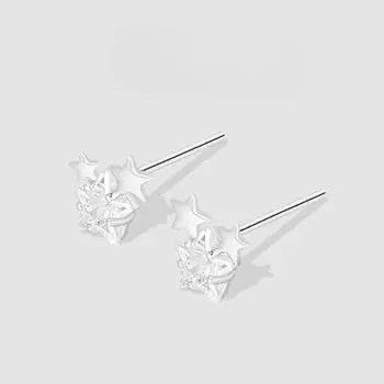 Star Zircon Stud Earrings Women s Light Luxury Niche Design Sense Flash Diamond Earrings Temperament Five-pointed Star Earrings Summer