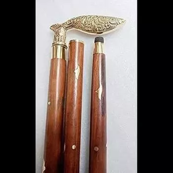 Старая антикварная латунная ручка викторианской деревянной трости Винтажная спиральная резная трость 36 Inch коричневый