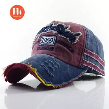 Старая бейсболка 1969 года, потертая шляпа, козырек с окантовкой, новая бейсболка для мужчин и женщин красный