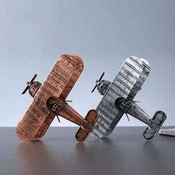 Старая металлическая модель самолета, модель самолета, металлический биплан, модель самолета на память, металлическая игрушка бронзовый