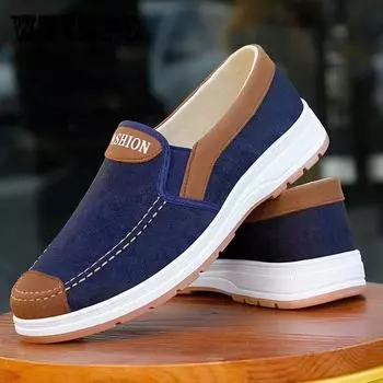 Старая пекинская тканевая обувь, мужская обувь, рабочая обувь на сухожильной подошве, повседневная обувь, дышащая парусиновая обувь без шнуровки для мужчин 39 чёрный