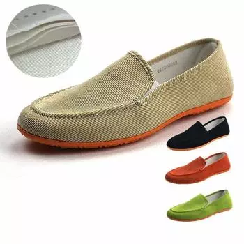 Старая пекинская тканевая обувь. Мужские повседневные парусиновые туфли на мягкой подошве на плоском каблуке. 38 чёрный