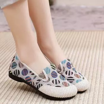 Старая пекинская тканевая обувь, женская летняя обувь с сеткой, дышащая обувь на плоской подошве 36