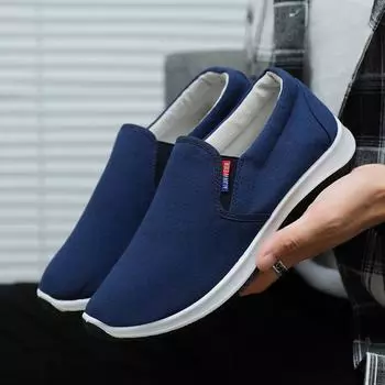 Старая Пекинская тканевая обувь, женская весенняя новая тканевая обувь для пар, модная корейская дышащая мужская обувь, тканевая обувь без шнуровки 36 чёрный