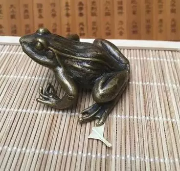 Старая резная статуя лягушки ручной работы, украшение для сада, 100% настоящая тибетская серебряная латунь