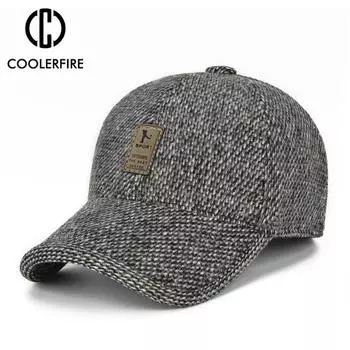 Старая шляпа, зимняя бейсболка, мужские утолщенные теплые шапки с ушками, теплый шерстяной вязаный дизайн, новая бейсболка, шапки-бомберы AC2158 One Size чёрный