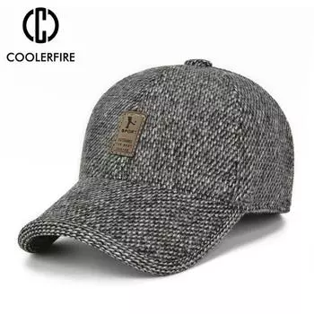 Старая шляпа, зимняя бейсболка, мужские утолщенные теплые шапки с ушками, теплая шерстяная вязаная кепка, новая бейсболка, шапки-бомберы AC2158 One Size коричневый