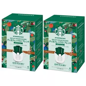 Starbucks Origami Personal Drip Coffee Decaf House Blend 4 bags x 2 Regular Medium Roast (8.4g/1 bag) boxes, Coffee,