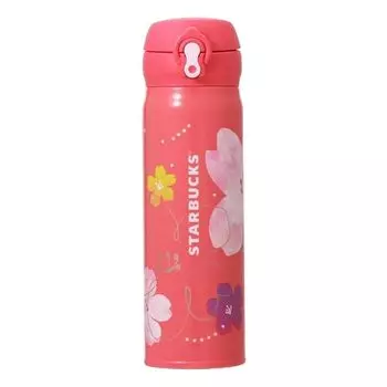 STARBUCKS Starbucks SAKURA2024 Удобная бутылка из нержавеющей стали Vivid Pink 500 мл Sakura Sakura 2024 Стакан для кофе Starbucks Милый стильный подарок на день рождения розовый
