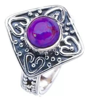 STARGEMS ® Кольцо из натурального бирюзового квадрата с пиками ручной работы из стерлингового серебра 925 пробы 5,75 F2099