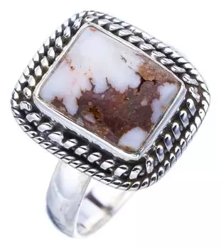 STARGEMS ® Кольцо из натурального дерева Penut, яшмы, ручной работы, стерлингового серебра 925 пробы 8 F0997