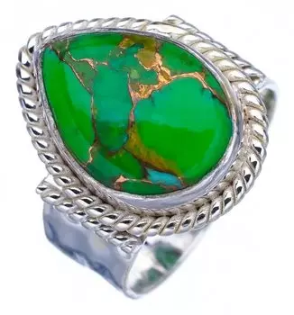 STARGEMS ® Кольцо из натурального медно-бирюзового серебра 925 пробы ручной работы 7 F2422