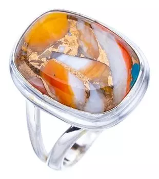 STARGEMS ® Кольцо из натурального медного халцедона ручной работы из стерлингового серебра 925 пробы 6 F1682