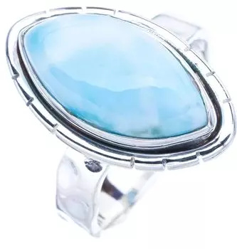 STARGEMS ® Кольцо из серебра 925 пробы с натуральным ларимаром, кованое вручную, 8 F1552