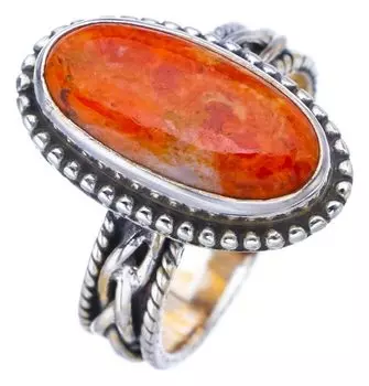 STARGEMS ® Кольцо из серебра 925 пробы с натуральным кальцитом ручной работы 8,25 F3154