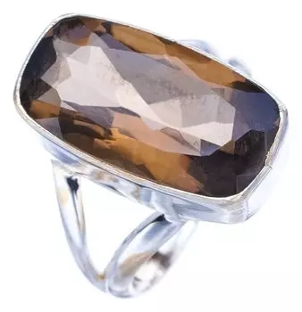 STARGEMS ® Кольцо из серебра 925 пробы с натуральным дымчатым кварцем ручной работы 7 F1934