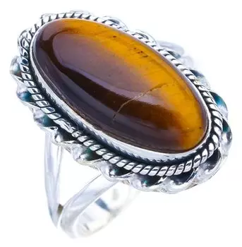 STARGEMS ® Кольцо из серебра 925 пробы с натуральным тигровым глазом ручной работы 8,75 F1103