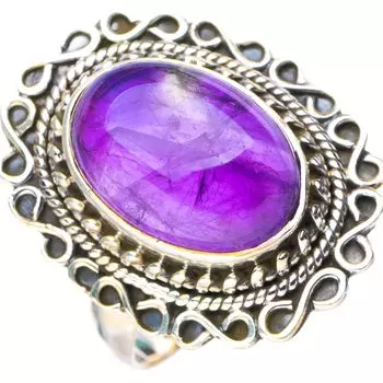 STARGEMS ® Кольцо из серебра 925 пробы с натуральным аметистом ручной работы 8 E7704