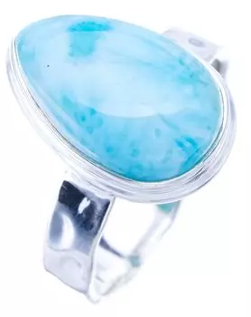 STARGEMS ® Кольцо из серебра 925 пробы с натуральным ларимаром ручной работы 8,25 F0812
