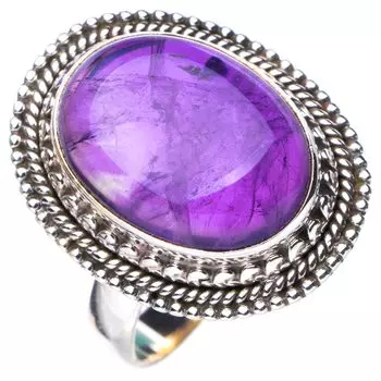 STARGEMS ® Кольцо из серебра 925 пробы с натуральным аметистом ручной работы 8,25 E7746