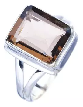 STARGEMS ® Кольцо из серебра 925 пробы с натуральным дымчатым кварцем ручной работы 8 F1285