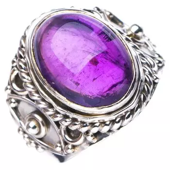 STARGEMS ® Кольцо из серебра 925 пробы с натуральным аметистом ручной работы 5,75 E7711