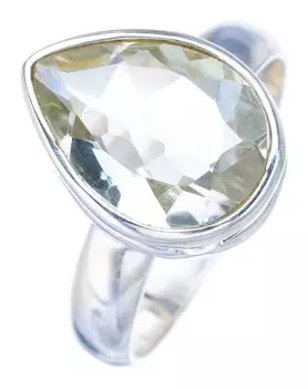 STARGEMS ® Кольцо из серебра 925 пробы с натуральным зеленым аметистом ручной работы 6,75 F2443