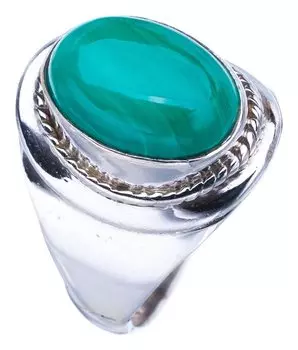 STARGEMS ® Кольцо из серебра 925 пробы с натуральным малахитом ручной работы 7,75 F2136