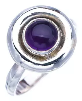 STARGEMS ® Кольцо из серебра 925 пробы с натуральным аметистом ручной работы 7,75 F2913