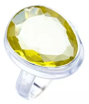 STARGEMS ® Кольцо из серебра 925 пробы с натуральным зеленым аметистом ручной работы 7,25 F0341