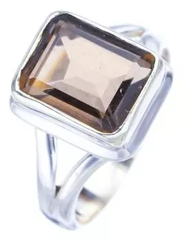 STARGEMS ® Кольцо из серебра 925 пробы с натуральным дымчатым кварцем ручной работы 7 F1921